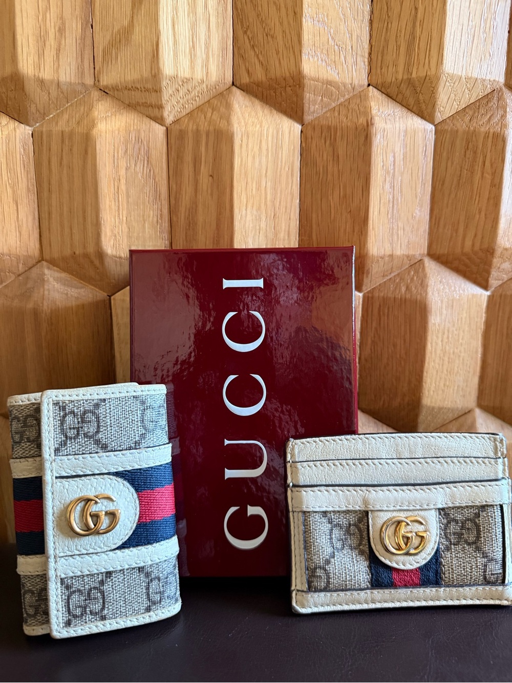 Gucci Ivory GG Canvas Card Holder and Key Case - BUNDLE